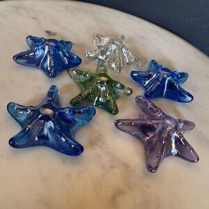 Chesapeake Bay 6 Glass Starfish Paperweights with Iridescent Finish